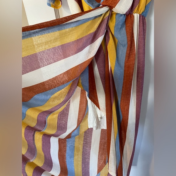 All In Favor Nordstrom muted rainbow stripes warp midi dress XS Mermaidcore - Picture 5 of 7